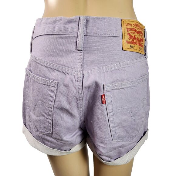 Levi’s 501 Purple Denim Jean Cuffed Shorts Button Fly Women's Size 27 - Picture 2 of 10